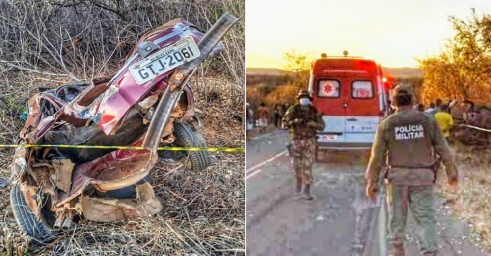 Pai, mãe e três filhos morrem em grave acidente na PI-140, no sul do Piauí