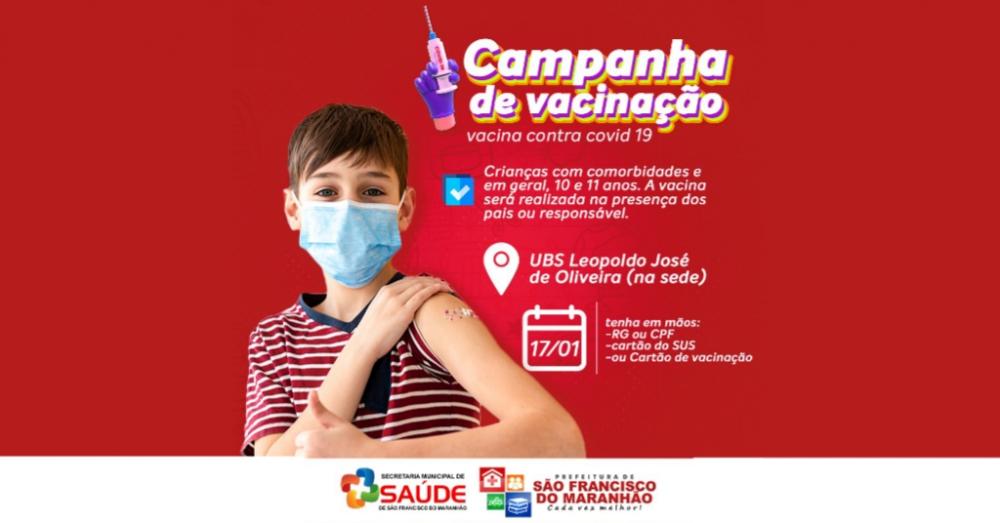 Prefeito Adelbarto Santos anuncia vacinação de crianças em São Francisco do Maranhão