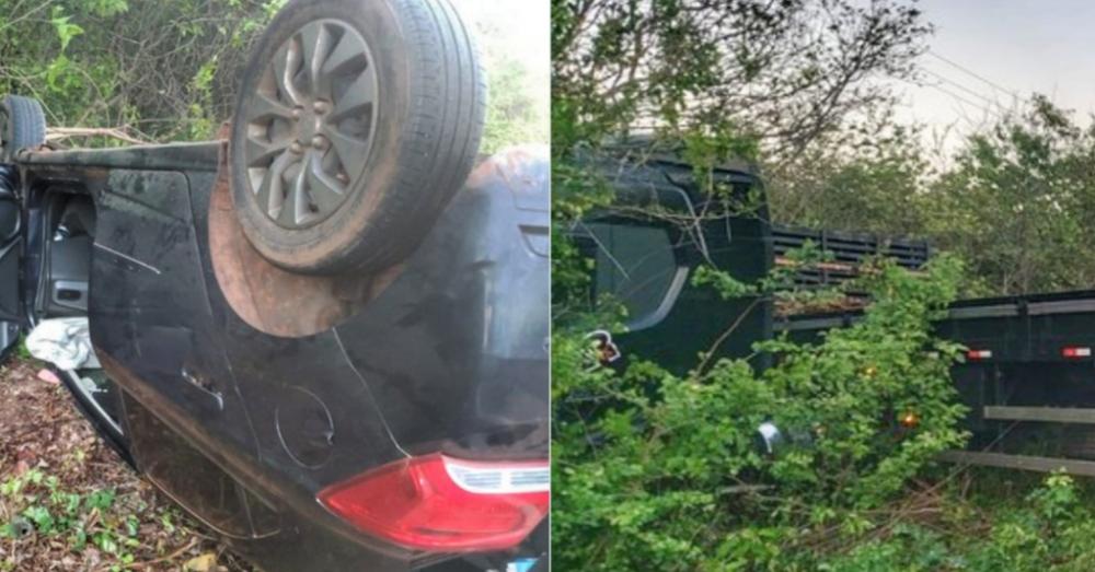 Mulher morre após carro colidir com carreta e capotar em rodovia do Piauí