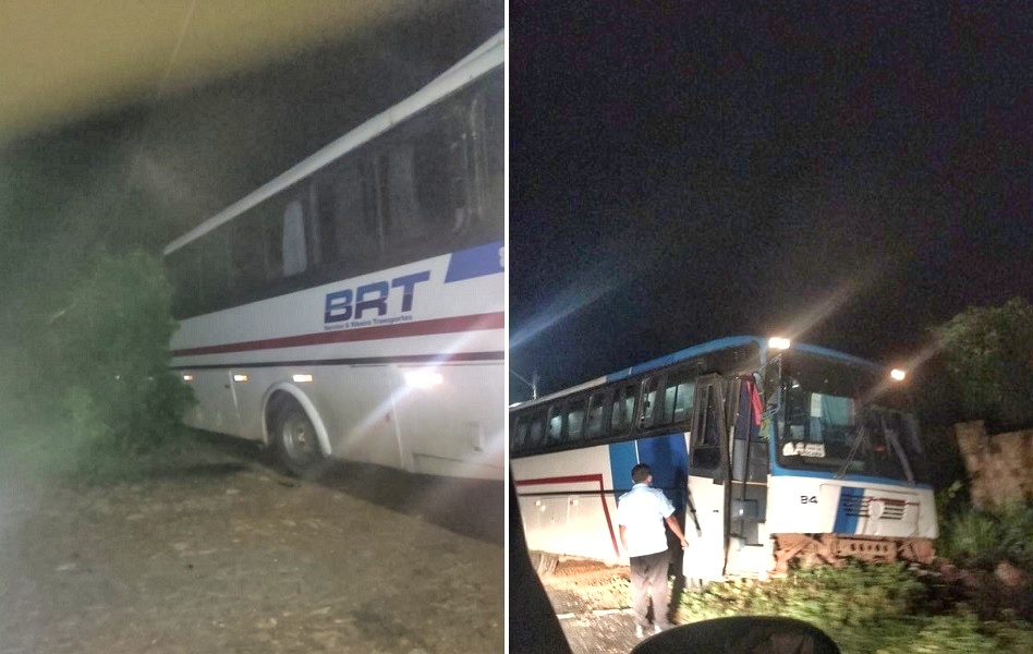 Ônibus da Empresa Editur colide em poste de energia elétrica na rodovia PI-232
