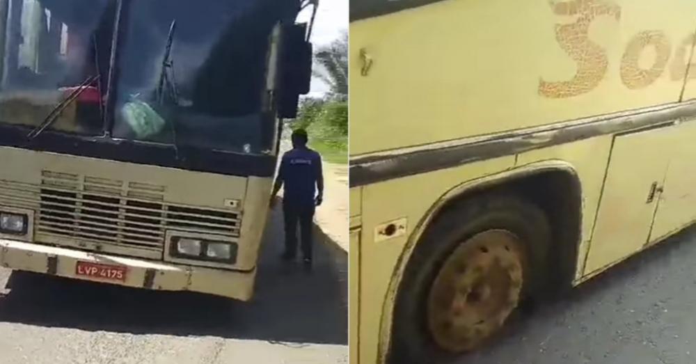 Pneu dianteiro do Ônibus da Empresa Soares estoura e quase provoca tragédia