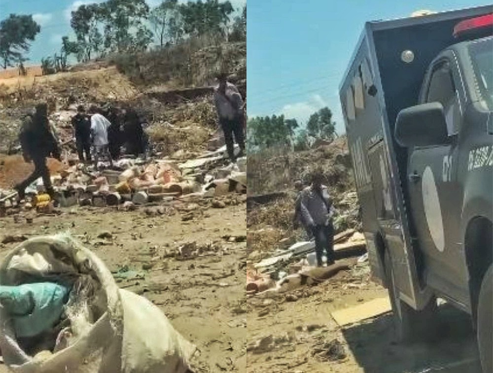Restos mortais não identificados são encontrados em caixão jogado em lixão no Piauí