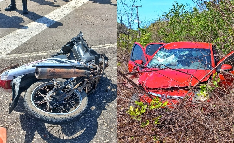 Idoso morre após grave acidente entre carro e motocicleta no Norte do Piauí
