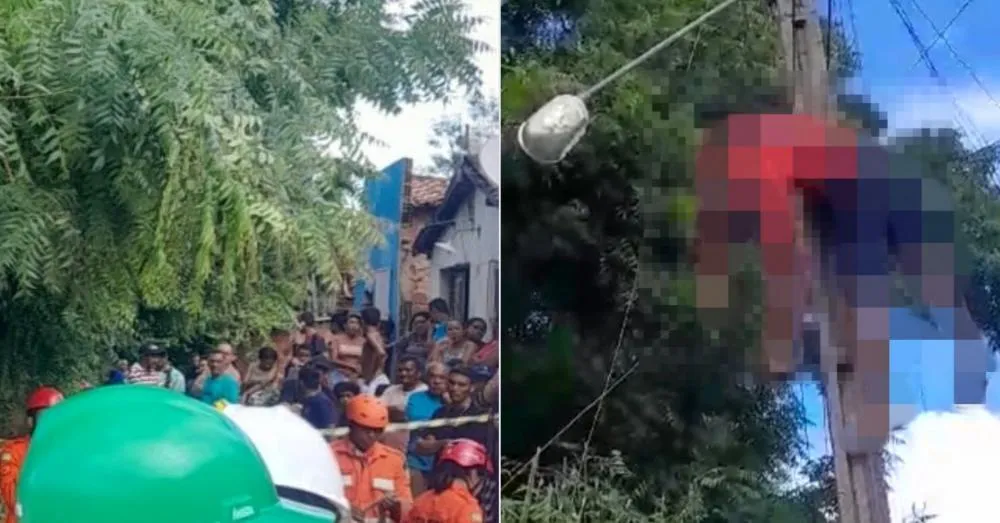 Homem morre e fica preso aos fios após descarga elétrica enquanto cortava árvores em Picos