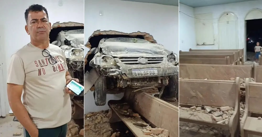 Motorista em alta velocidade colide com Igreja Assembléia de Deus Madureira em Floriano