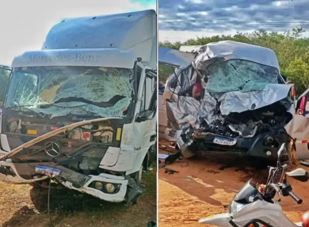 Acidente entre van e caminhão deixa pelo menos 6 mulheres mortas no Sul do Piauí