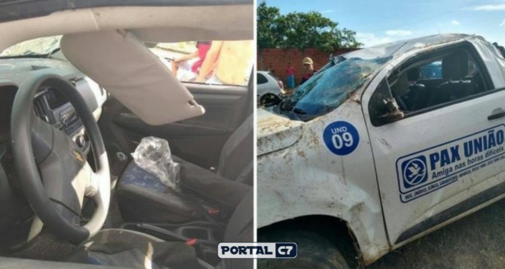 Motorista perde controle e capota carro da Pax União na cidade de Parnaíba