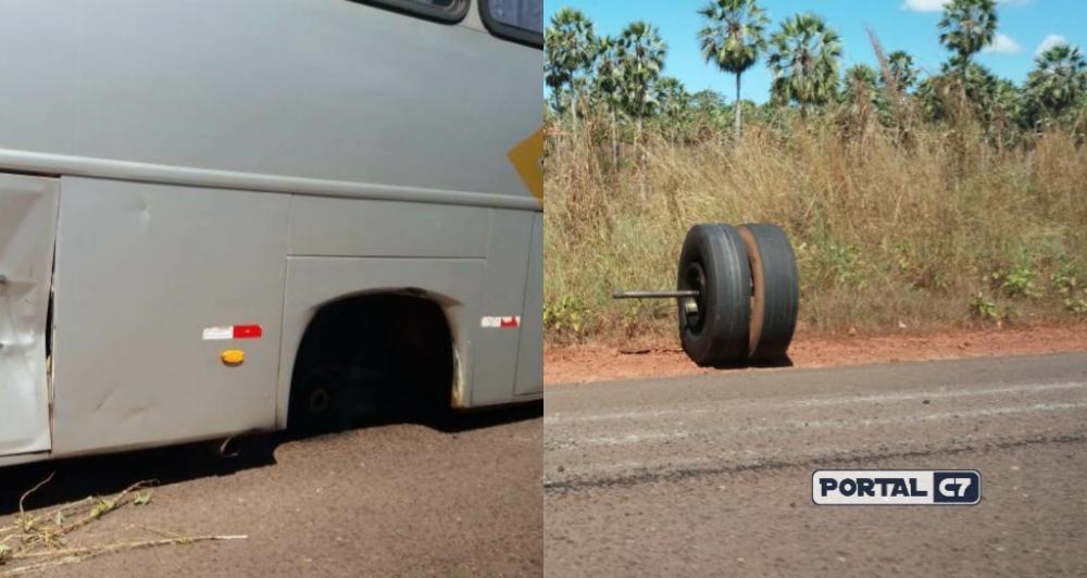 Eixo de ônibus solta e por pouco não causa acidente na PI-113