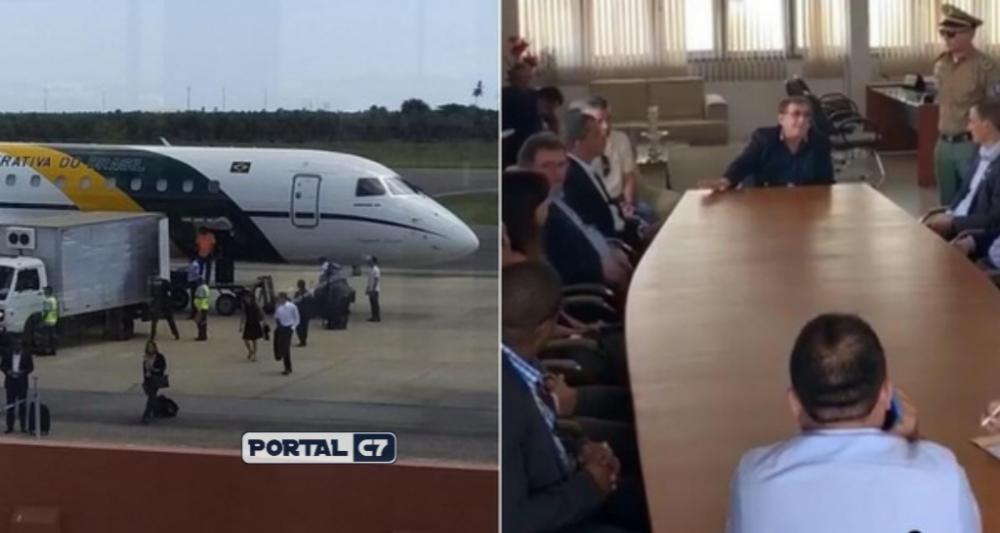 Comitiva de Bolsonaro desembarca em Parnaíba e se reúne com Mão Santa