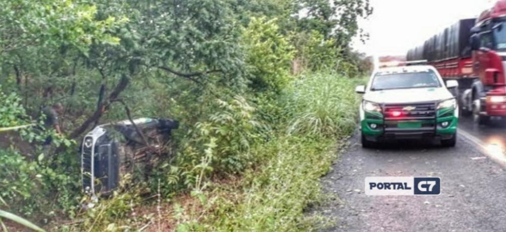 Viatura da Polícia Militar capota no município de Floriano