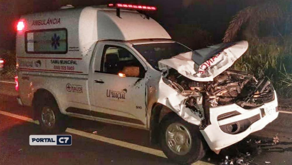 Ambulância colide em vaca, animal morre e é roubado na BR-316 no Piauí