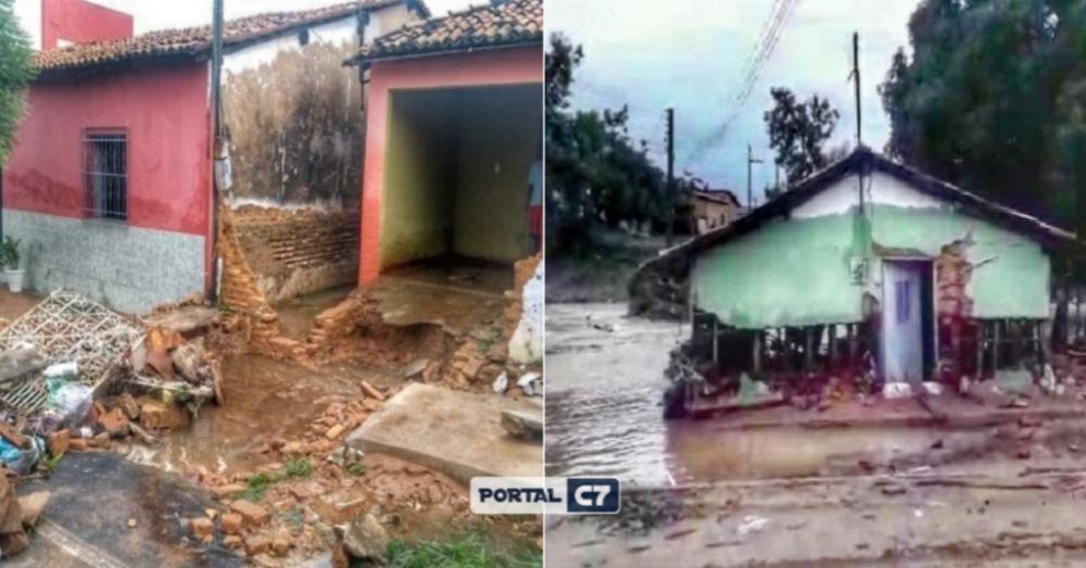 Várias casas ficam destruídas após rompimento de barragem no Piauí
