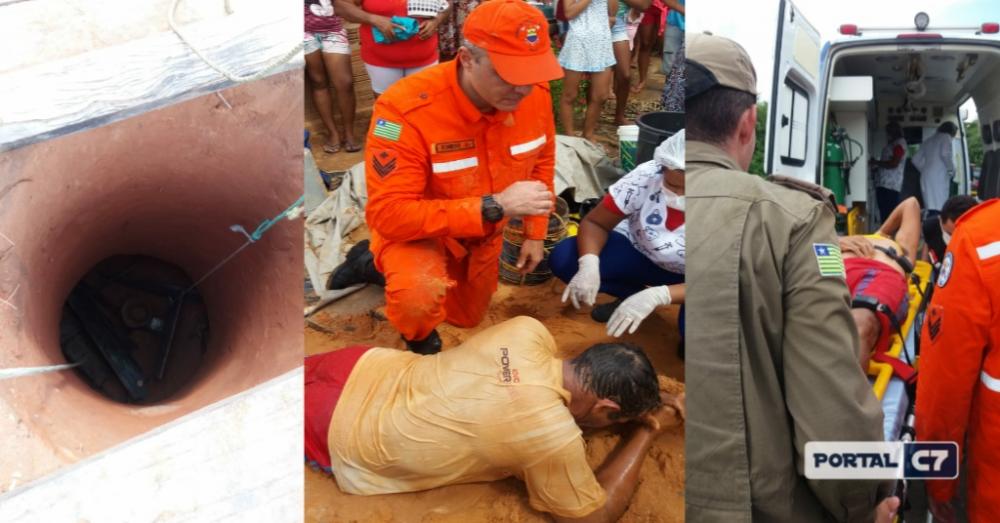 Homem é resgatado pelo Corpo de bombeiros de fundo de poço em Floriano