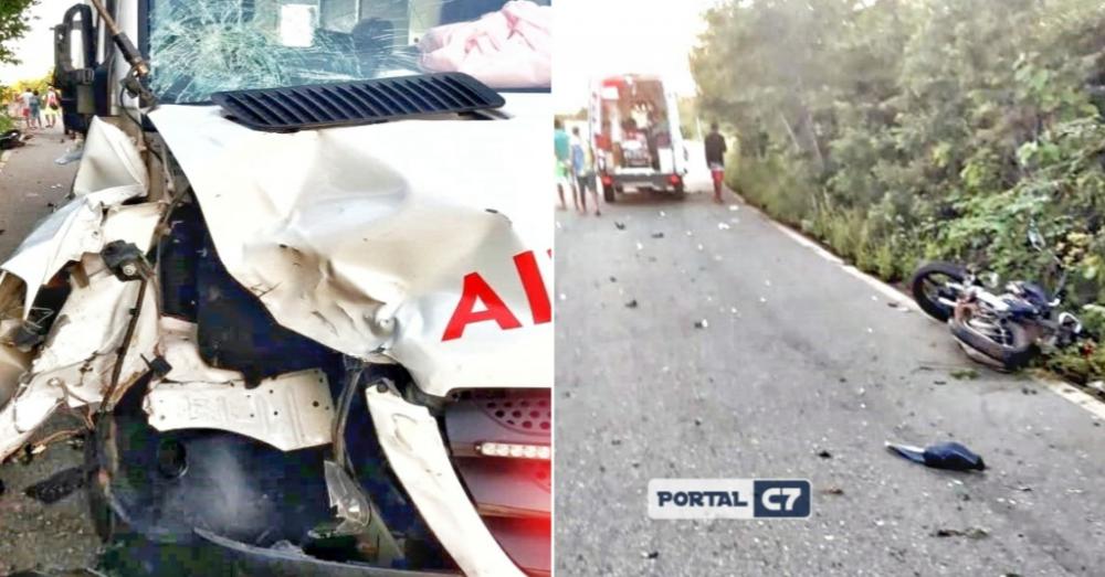 Ambulância colide com moto e deixa mulher morta no Norte do Piauí