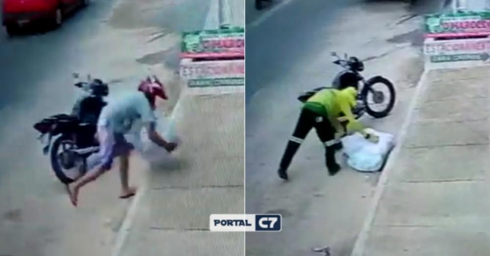 Homem deixa mercadoria em calçada e gari a joga no lixo por engano no Piauí
