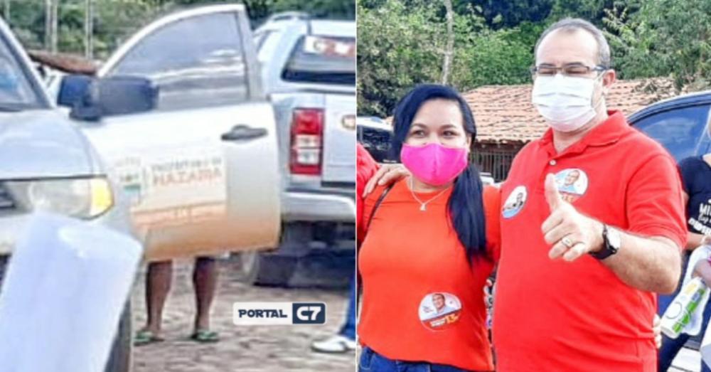 Prefeito de Nazária usa carro da secretaria de Saúde para fazer campanha