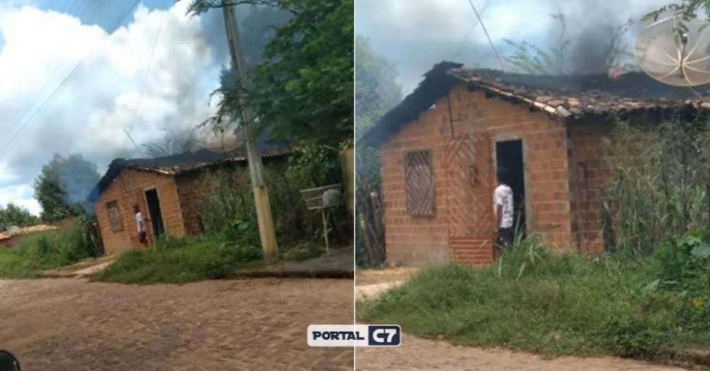 PIAUÍ: Homem ateia fogo na casa da esposa e fere policial com foice; vídeo
