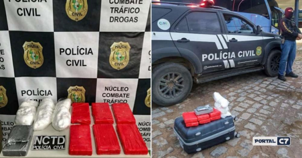 Mulher do Piauí é presa no Ceará com mais de 10kg de entorpecentes dentro de ônibus