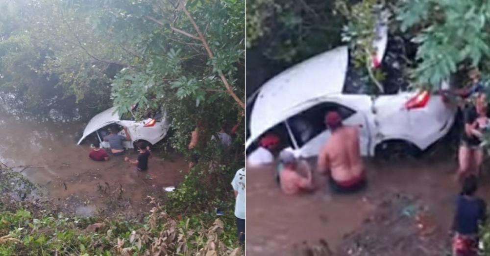 Motorista perde controle e carro cai de uma altura de mais 10 metros dentro de rio no Piauí