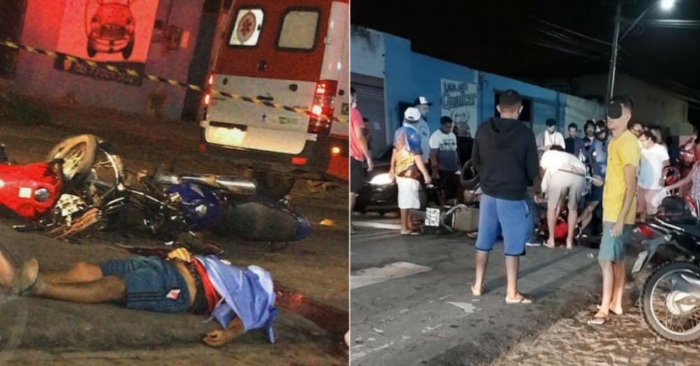 Acidente frontal entre motos mata homem e deixa casal ferido em cidade do Piauí